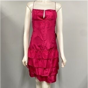 Ali Ro Silk Ruffle Gardenia Mini Dress Size 4 NWT